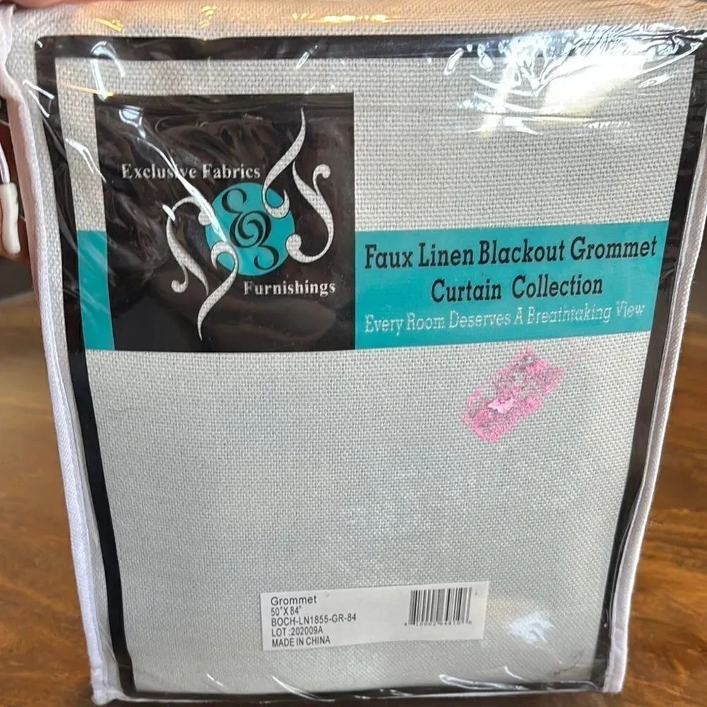 Faux linen blackout grommet single curtain 50 x 84” oyster